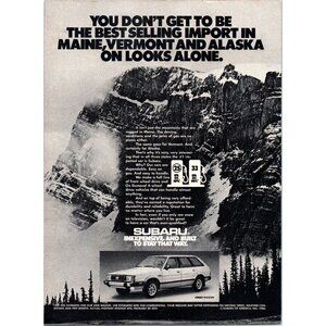 1981 Subaru 4wd Wagon Vintage Print Ad Snow Rocky Mountain Alaska Maine Vermont